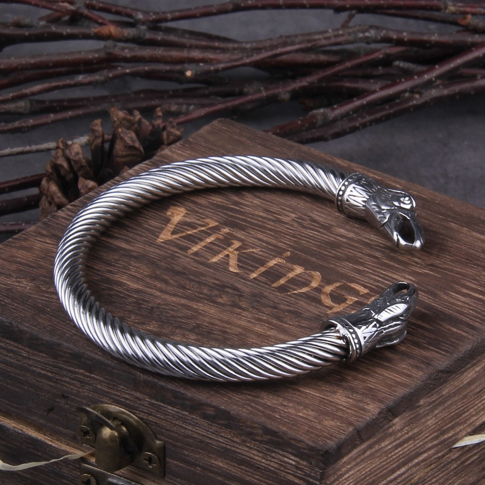 HUGINN AND MUNINN ARM CUFF - STAINLESS STEEL VARIETY