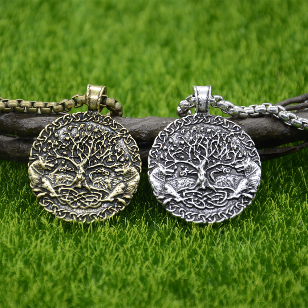 GEKI & FREKI WITH Yggdrasil (TREE OF LIFE) PENDANT - STAINLESS STEEL