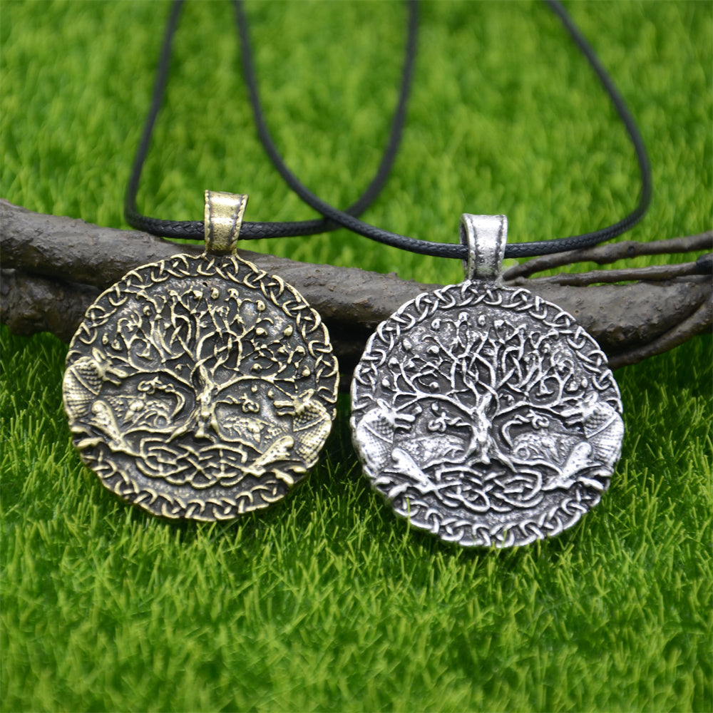 GEKI & FREKI WITH Yggdrasil (TREE OF LIFE) PENDANT - STAINLESS STEEL