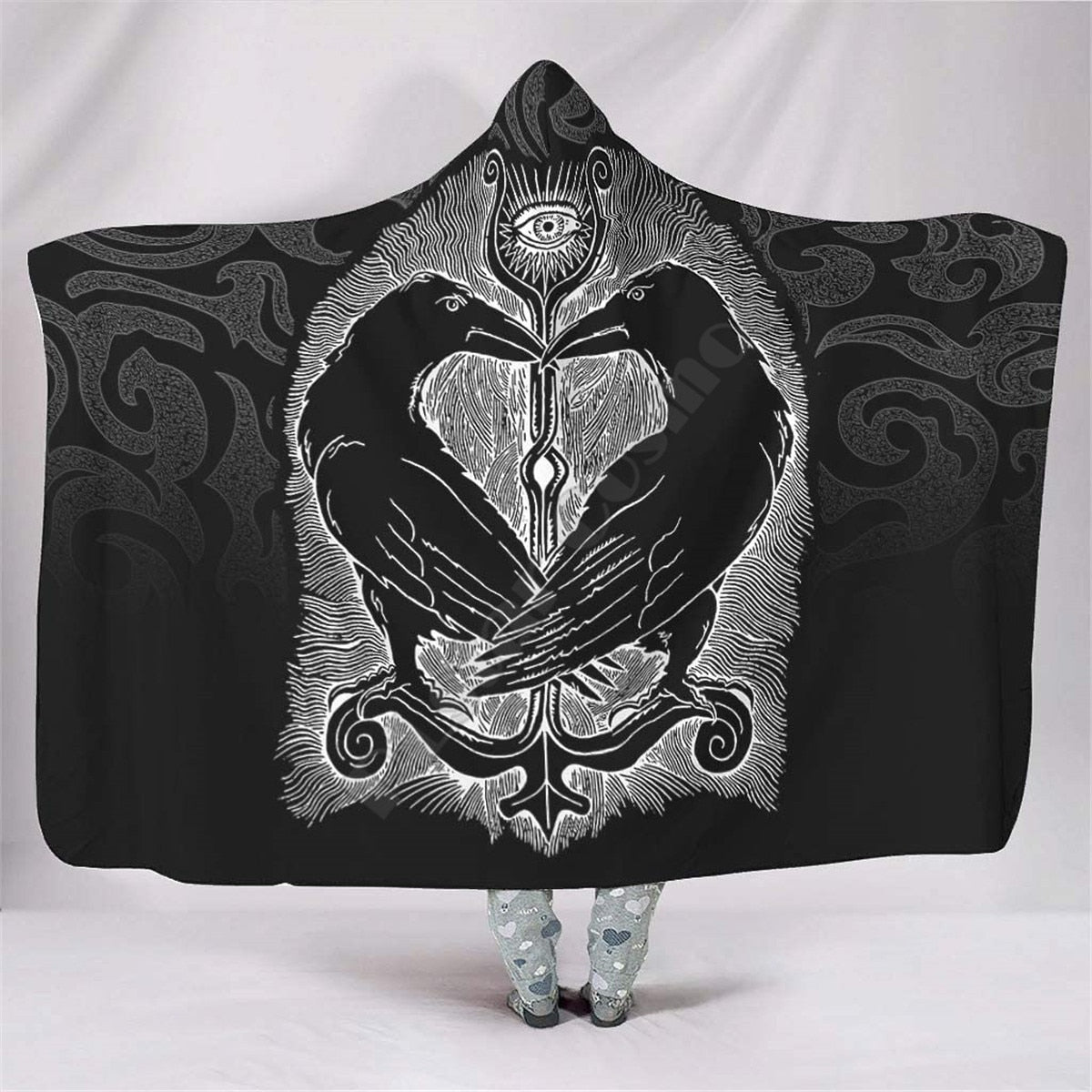 TWIN RAVENS- HOODED BLANKET