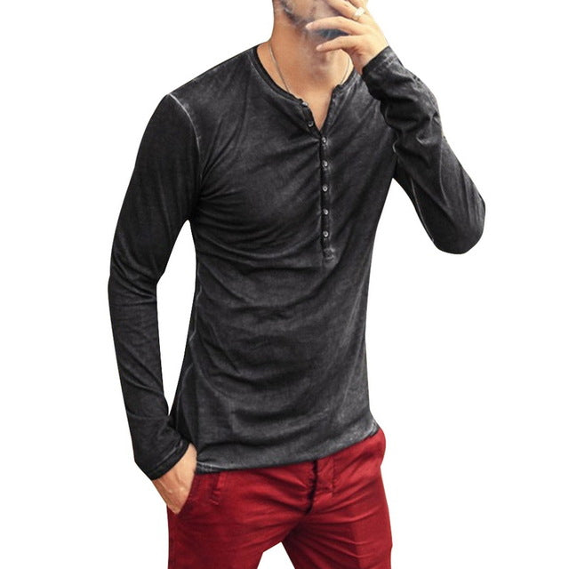 LONG SLEEVE SLIM FIT VIKING INSPIRED V- NECK