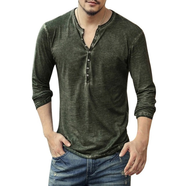 LONG SLEEVE SLIM FIT VIKING INSPIRED V- NECK