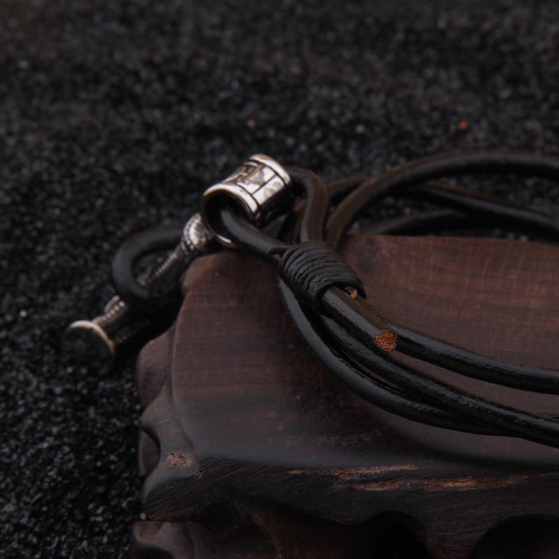 THOR'S HAMMER LEATHER ROPE BRACELET - STAINLESS STEEL - Forged in Valhalla