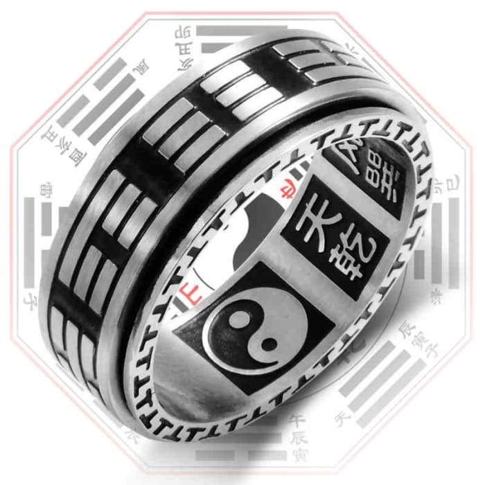 Vintage Yin Yang Tai Chi Mantra Black Spinner Ring - Forged in Valhalla