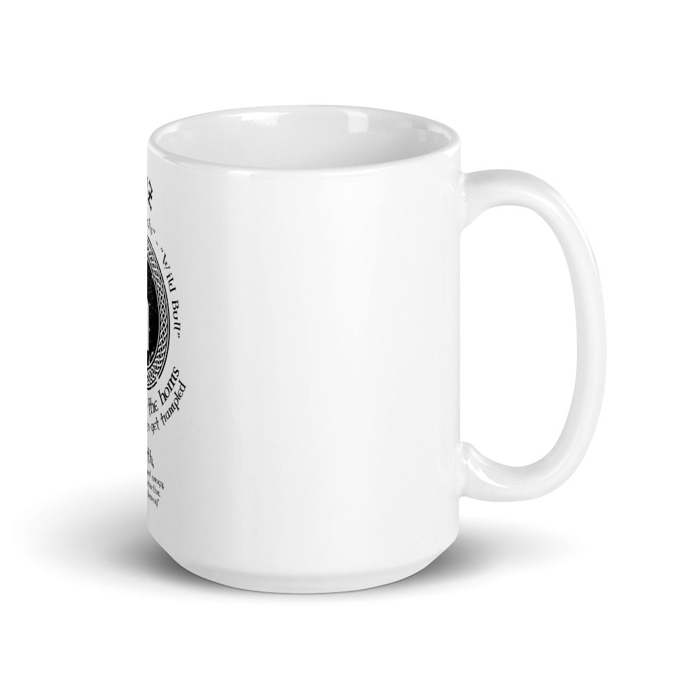 WHITE GLOSSY MUG VIKING STRENGTH RUNE- GRAB LIFE BY THE HORNS